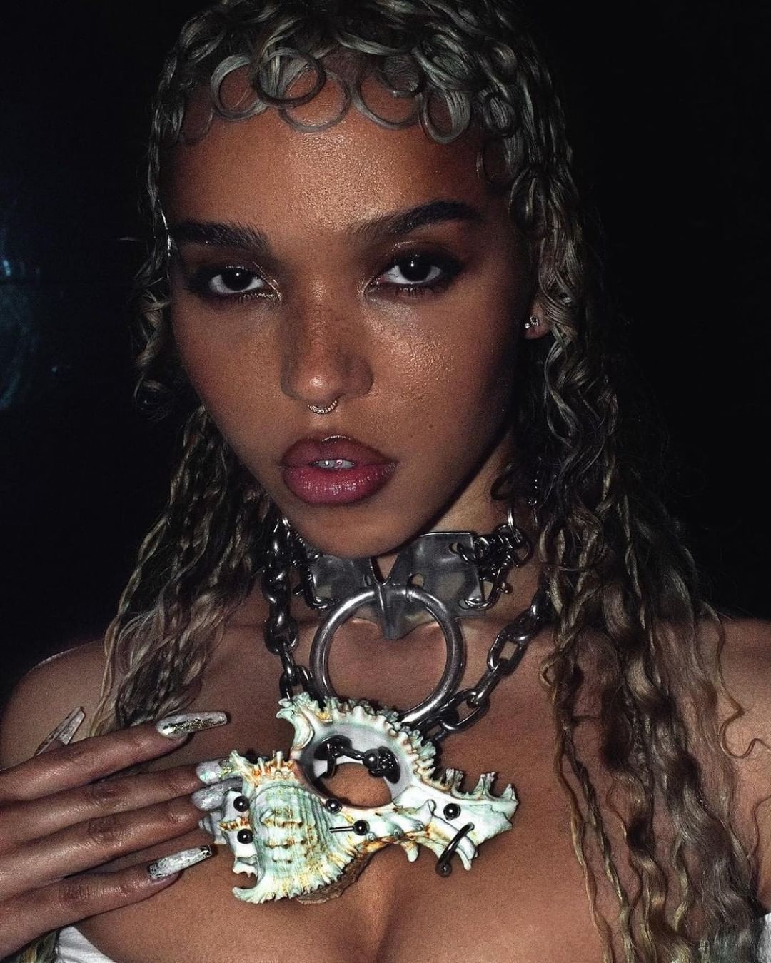 "Not your Baby" Shell Necklace by Corrina Goutos worn by FKA Twigs